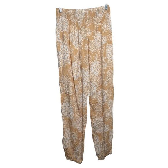 Lotus & Luna Pants Women's S/M Yellow Printed Pull On Jogger Casual Bottoms - Picture 1 of 7